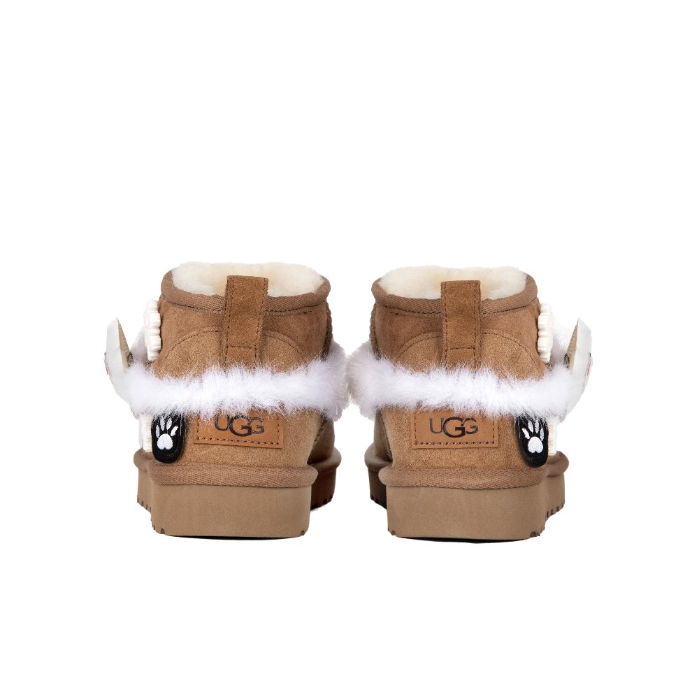 UGG CLASSIC ULTRA MINI Ankle-Length Snow Boots Women's White Brown