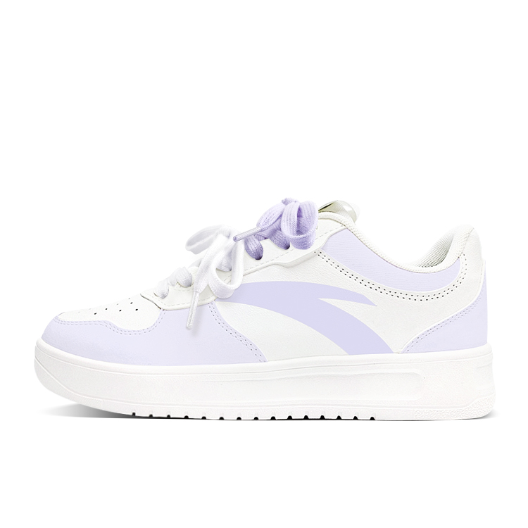 Anta Relaxed Slip Resistant, Abrasion Resistant, Breathable Low Top Skateboard Shoes Unisex White Purple