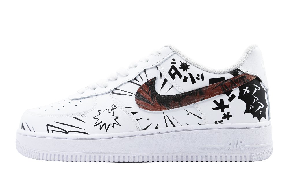Nike Air Force 1 Low Low-Top Skateboard Shoes Women's Black White Red