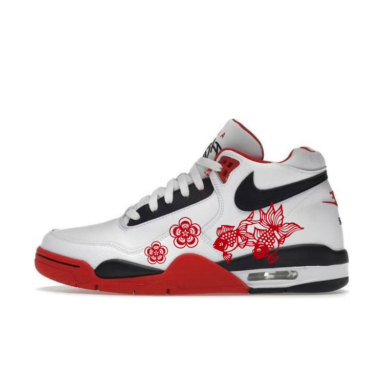 Nike Flight Legacy Cushioning Mid-Top Vintage Basketball Shoes Unisex Red White