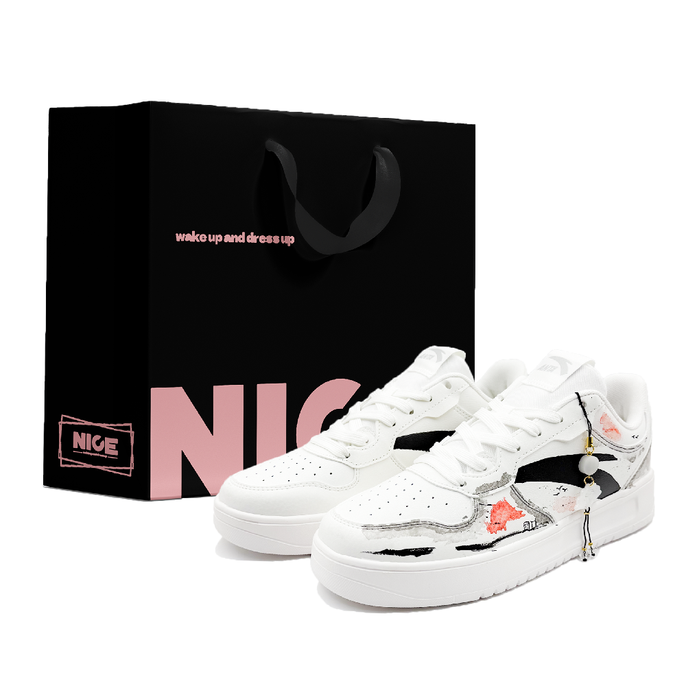 Anta Slip Resistant Cushioning Low Top Skateboard Shoes Men's White Black Red