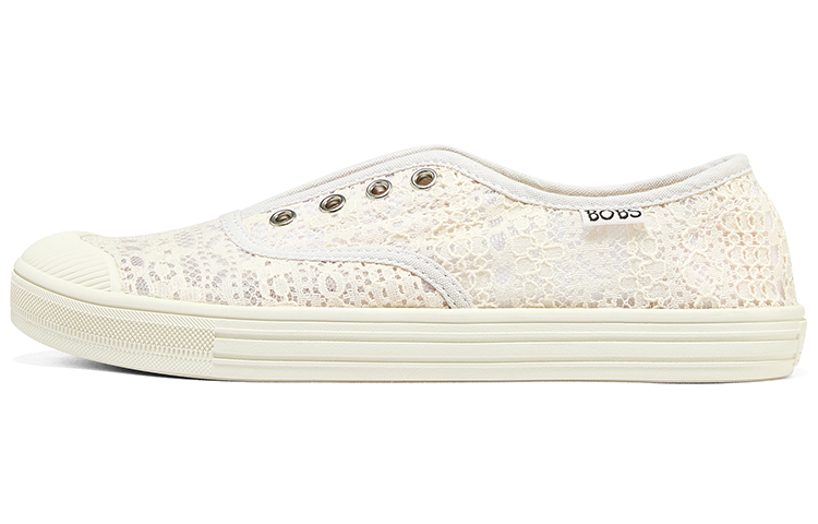 Skechers Wide Fit Low Top Canvas Shoes Women's Ivory