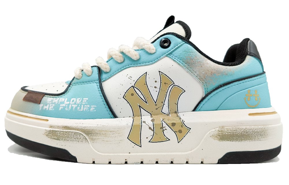 MLB Chunky Liner Wear Resistant Height Increasing Low Top Skateboard Shoes Unisex Blue
