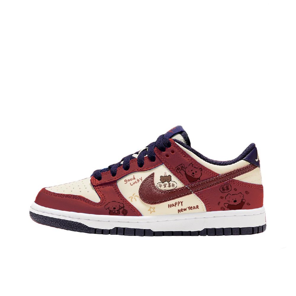 Nike Dunk Low-Top Skateboard Shoes GS Beige Red