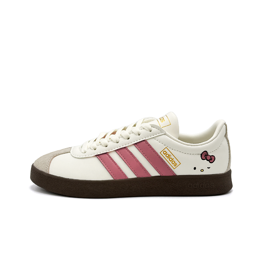 Adidas VL COURT 2.0 Classic Toner Cat Head Abrasion Resistant Low top Skateboard Shoes Unisex Pink White
