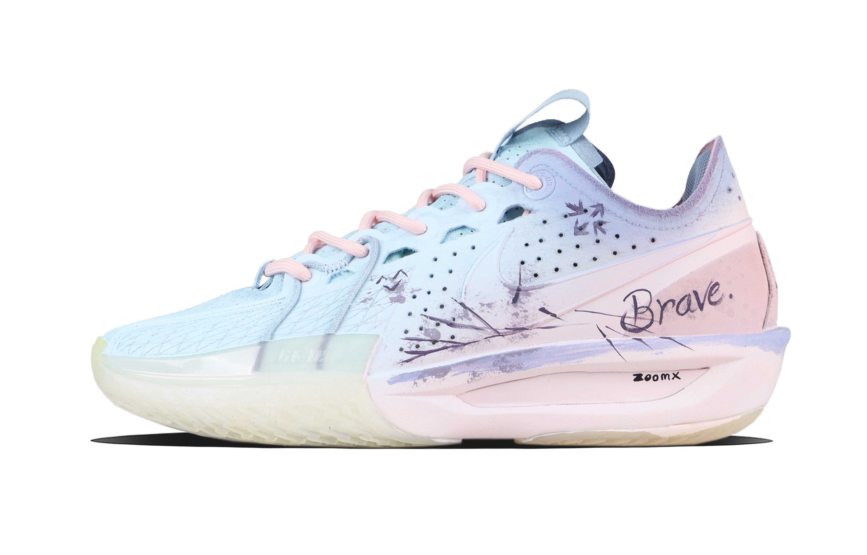 Nike Air Zoom G.T. Cut 3 Northern Lights Shock Absorbers Slip Resistant Low top Basketball Unisex Blue Pink