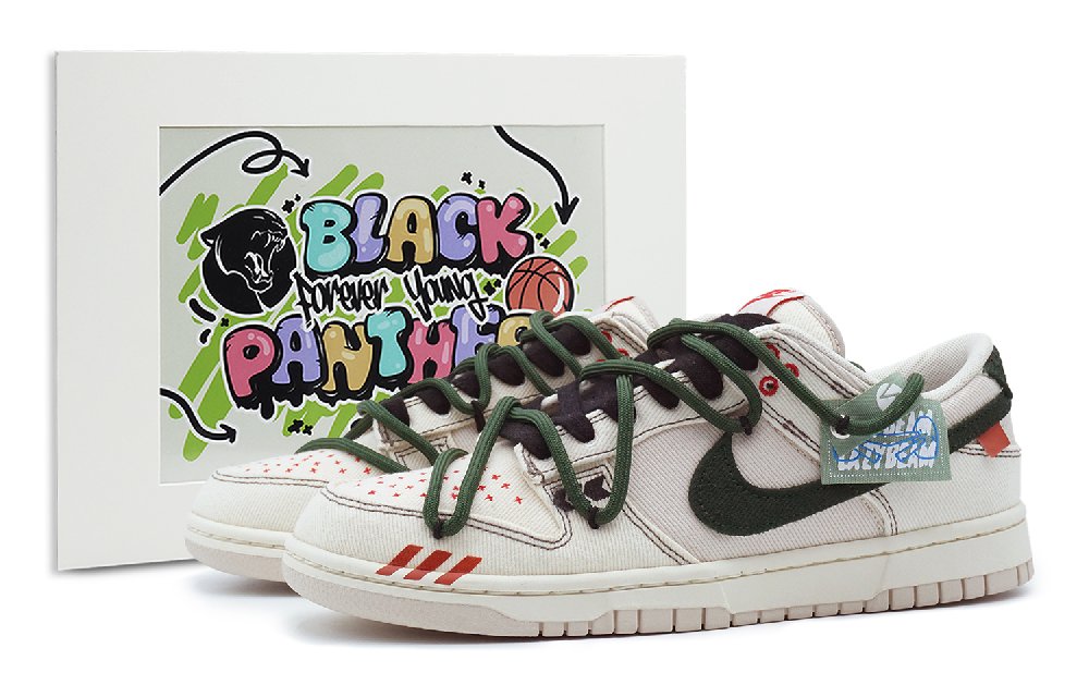 Nike Dunk Anti-Slip Wear-Resistant Lightweight Breathable Low-Top Skateboard Shoes Men's Beige Black