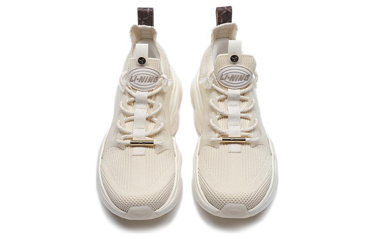 LiNing Classic Collection Cushioning Anti-Slip And Wear-Resistant Mid-Top Casual Shoes Women's Ecru
