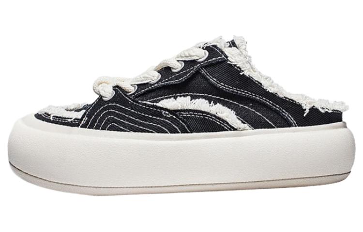 LiNing Puff Mule Slip Resistant Low Top Sports Casual Shoes Women's Black White