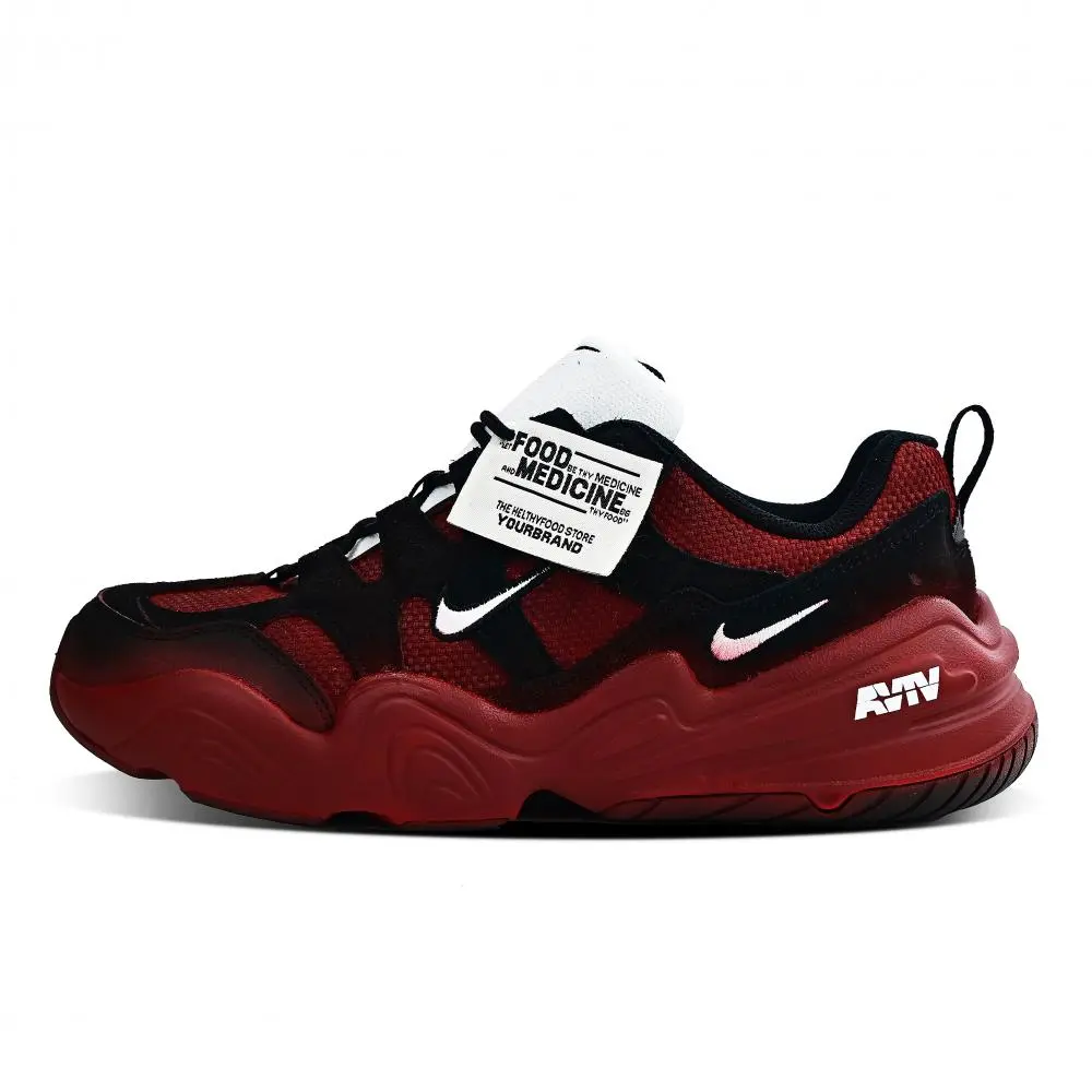 Nike Tech Hera Abrasion Resistant Low Top Chunky Sneakers Unisex Black Red