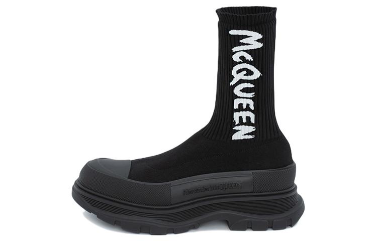 Alexander McQueen Graffiti Knit Tread Slick Boot Black