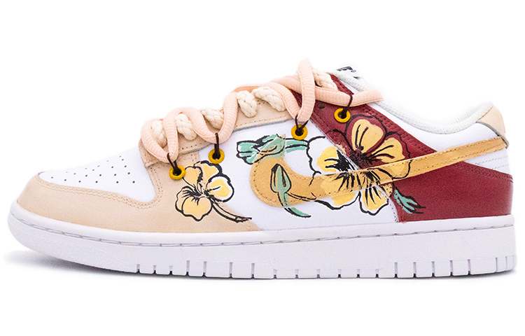 Nike Dunk 'Triple White' Anti Slip And Wear Resistant Lightweight Low Top Skateboard Shoes Women's White Red