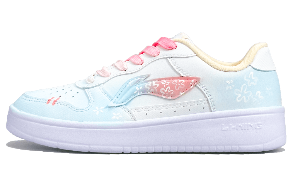 LiNing Pontoon Boats Slip Resistant, Abrasion Resistant, Breathable Low top Skateboard Shoes Women's Blue White