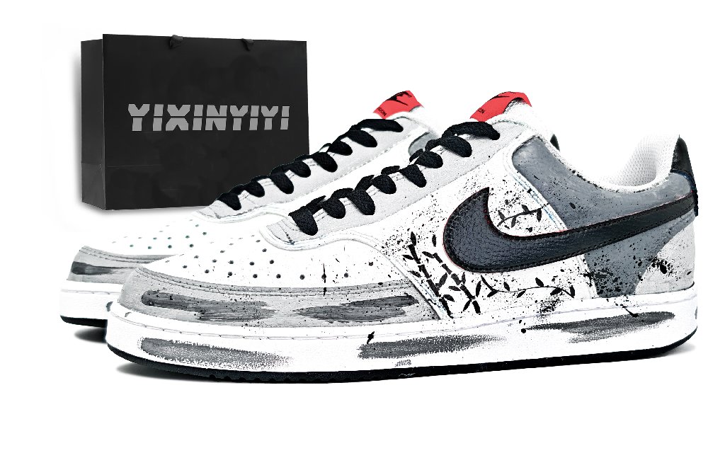 Nike Court Vision 1 Wear resistant And Lightweight Low Top Skateboard Shoes Men's Black Gray