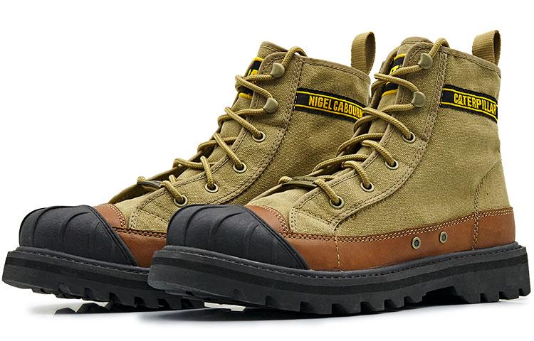 NIGEL CABOURN x CAT Thermal Abrasion Resistant Height Increasing Short Outdoor Boots Unisex Brown Yellow купить в интернет-магазине Yoocart с быстрой доставкой по России.