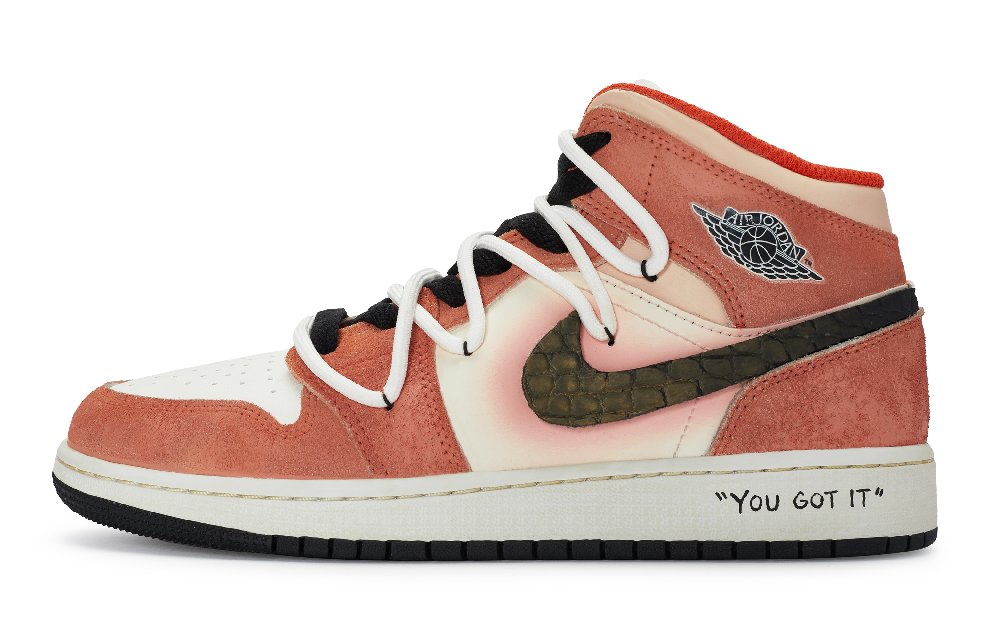 Jordan Air Jordan 1 811 Manufacture Orange Twilight Mid-Top Vintage Basketball Shoes Women's Pink White