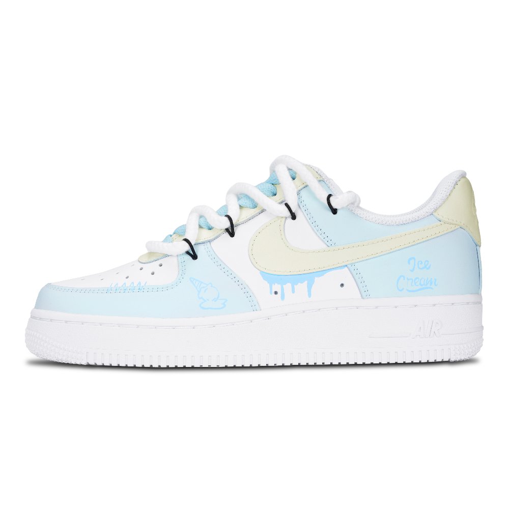 Nike Air Force 1 Air Force 1, Summer Meltdown Anti Slip Wear Resistant Low Top Skateboard Shoes Unisex Light Blue