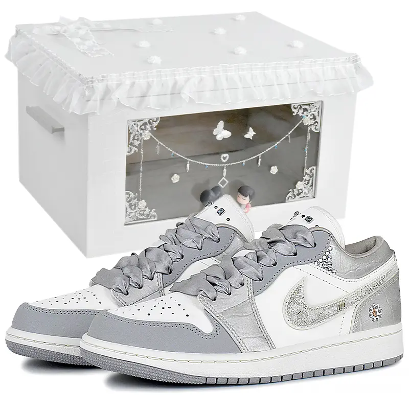 Jordan Air Jordan 1 Wear resistant And Lightweight Low top Vintage Basketball Shoes Women's Ecru Gray