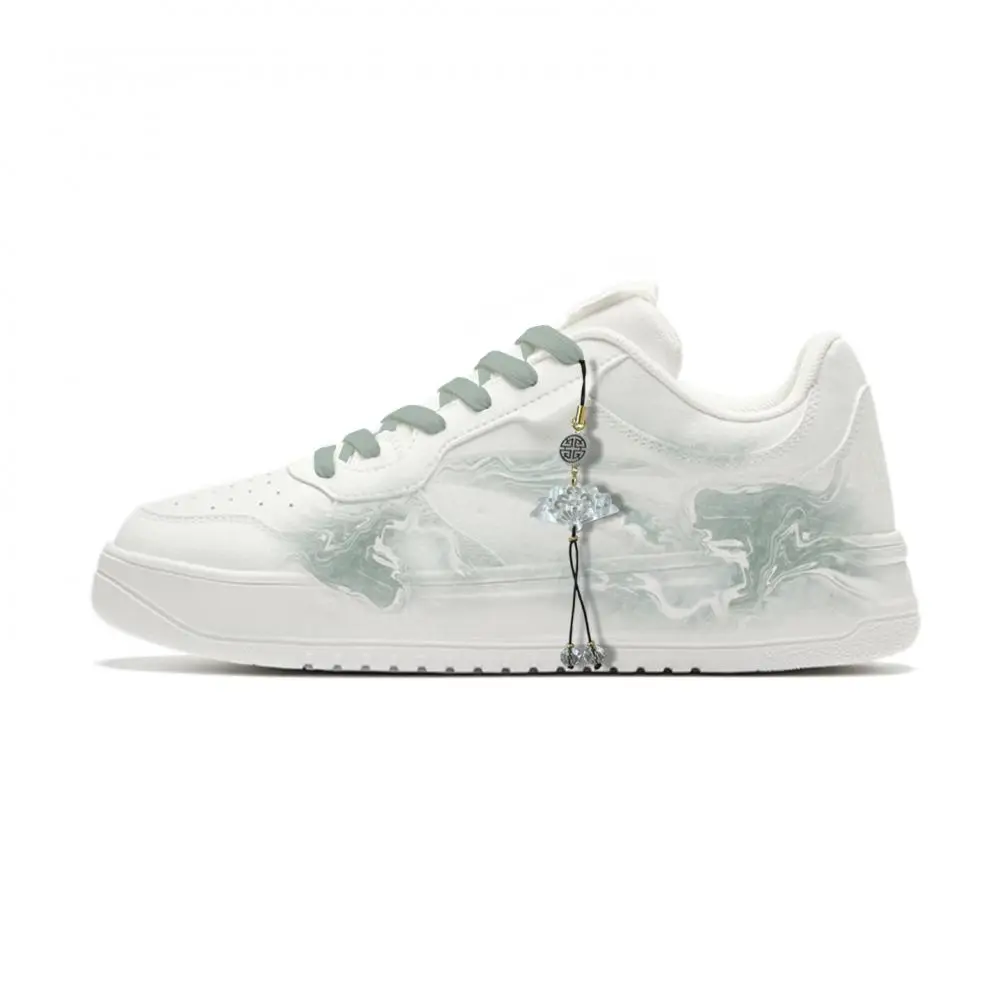 Anta Relaxed Coverage Abrasion Resistant Low top Skateboard Shoes Unisex White Cyan