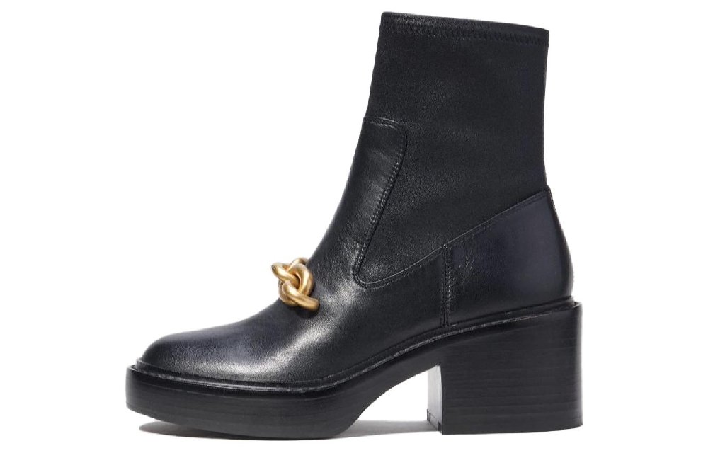 COACH 75mm Chain-link Detailing Leather Boots