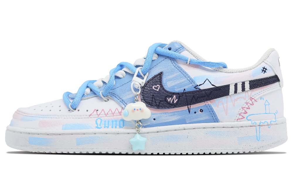 Nike Court Vision Skateboard Shoes Men Low-Top White/Blue