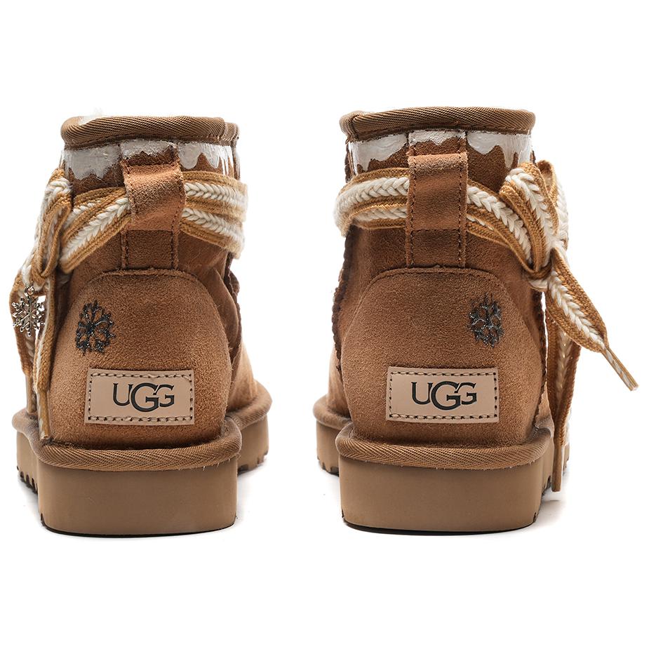 UGG CLASSIC MINI Maillard Style Series Snowflake Whisper Short Snow Boots Women's Chestnut
