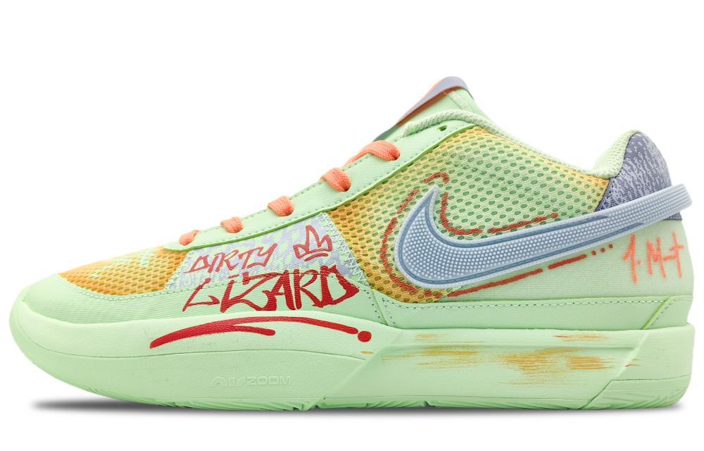 Nike Ja 1 Cushioned Slip-Resistant Low-Top Basketball Shoes Men's Green Orange Mismatched