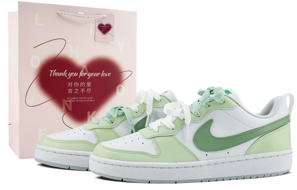 Nike Court Borough Anti Slip Wear Resistant Low Top Skateboard Shoes GS White Green