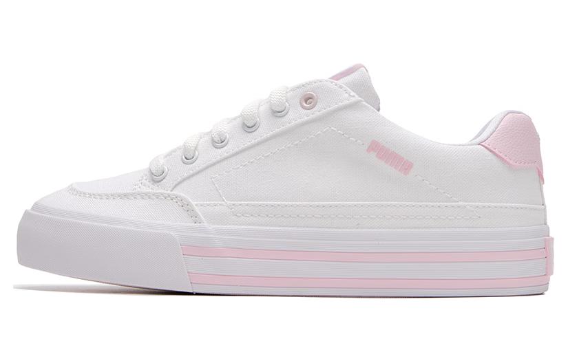 PUMA Court Classic Collection Low Top Skateboard Shoes Unisex White Pink