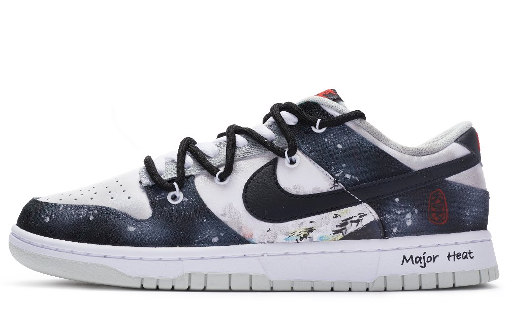 Nike Dunk Retro Low Top Skateboard Shoes Men's Black White Gray