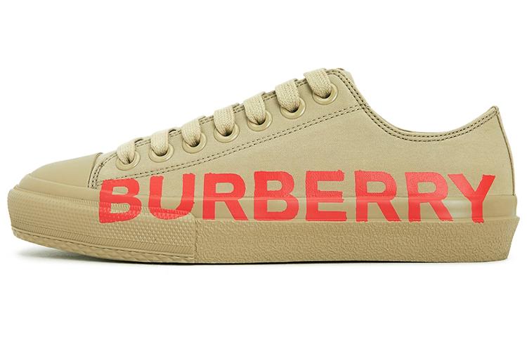 Burberry Gabardine Icon Stripe Logo Print Beige Red Women's