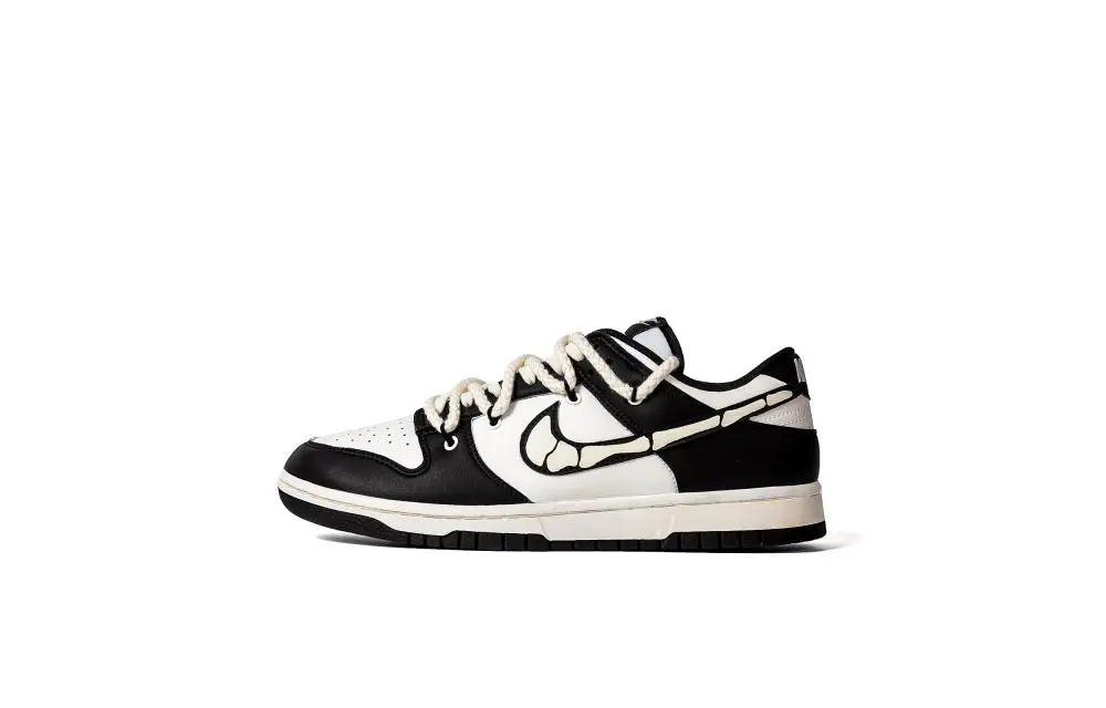 Nike Dunk Cushioning Low top Skateboard Shoes Unisex Black White Beige