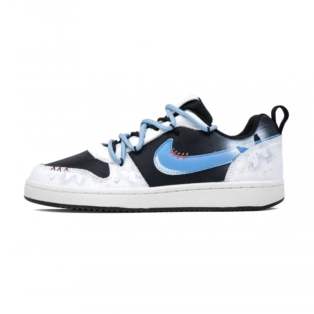Nike Court Borough Blue Butterfly Dancing Low top Skateboard Shoes Unisex White Black