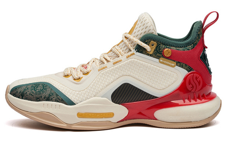 361° AG 2 United Cushioning Anti-Slip And Wear-Resistant Mid-Top Basketball Shoes White Red Green