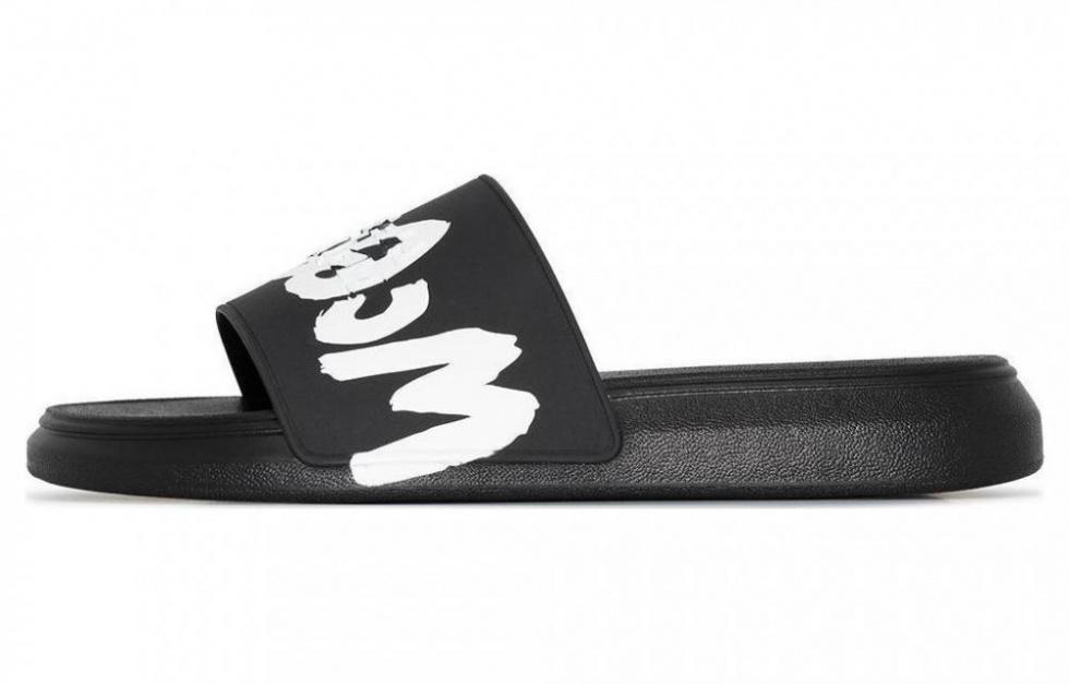 Alexander McQueen Grafitti Logo Printed Slip On Slides