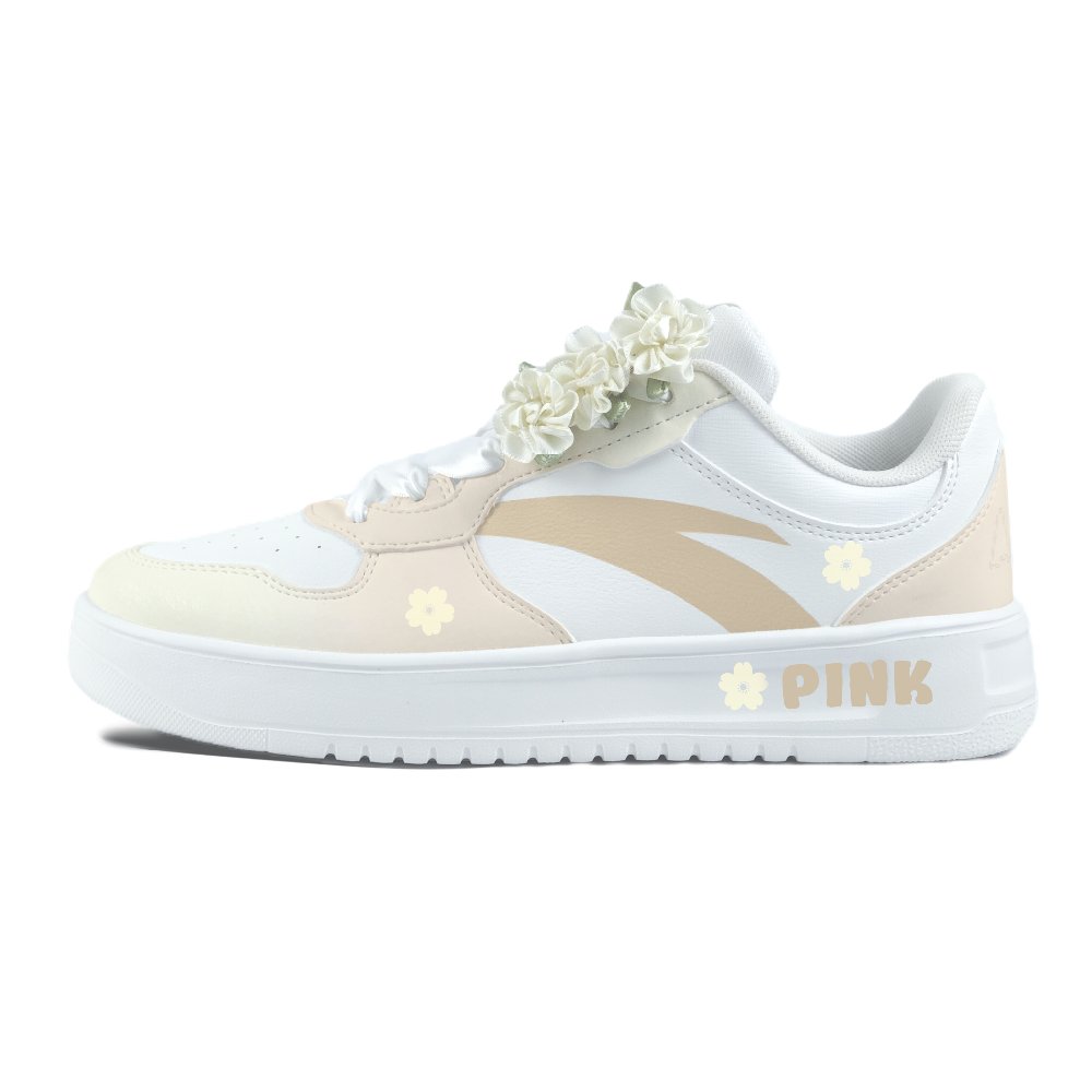Anta Relaxed Slip Resistant Abrasion Resistant Shock Absorbers Low Top Skateboard Shoes Unisex Light Yellow