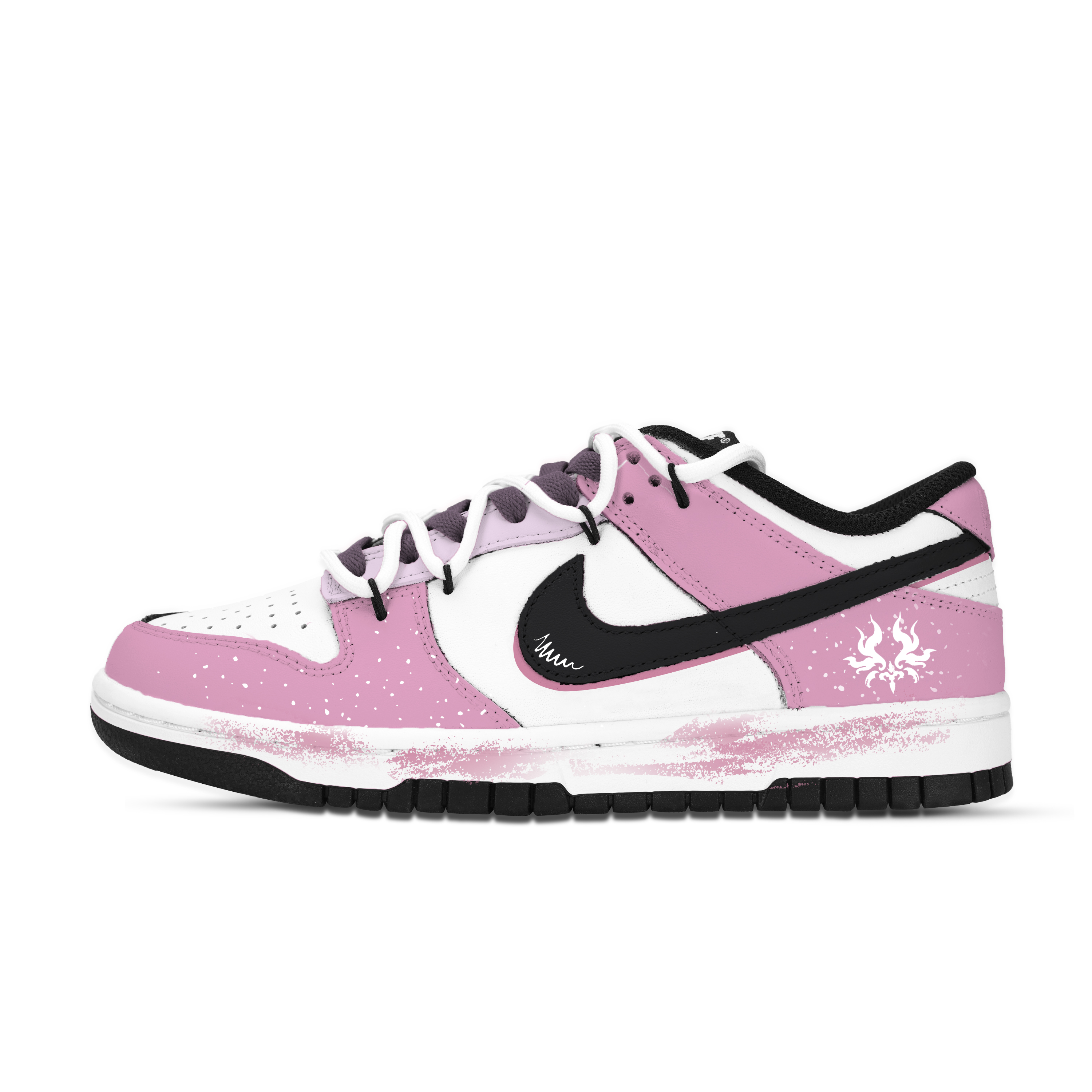 Nike Dunk Ancient Impressions Abrasion Resistant Low top Skateboard Shoes Unisex Pink Black White