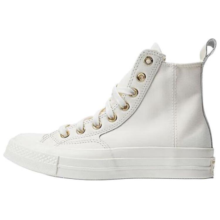Converse Chuck Taylor All Star Non-slip Lightweight High-Top Skateboard Shoes Unisex White Gold