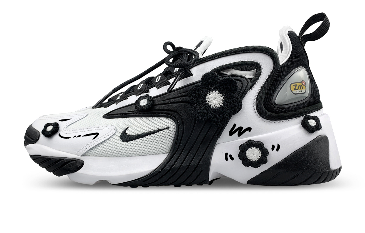 Nike Zoom 2K Shock Absorbers Slip Resistant Abrasion Resistant Breathable Mid top Running Shoes Unisex Black White