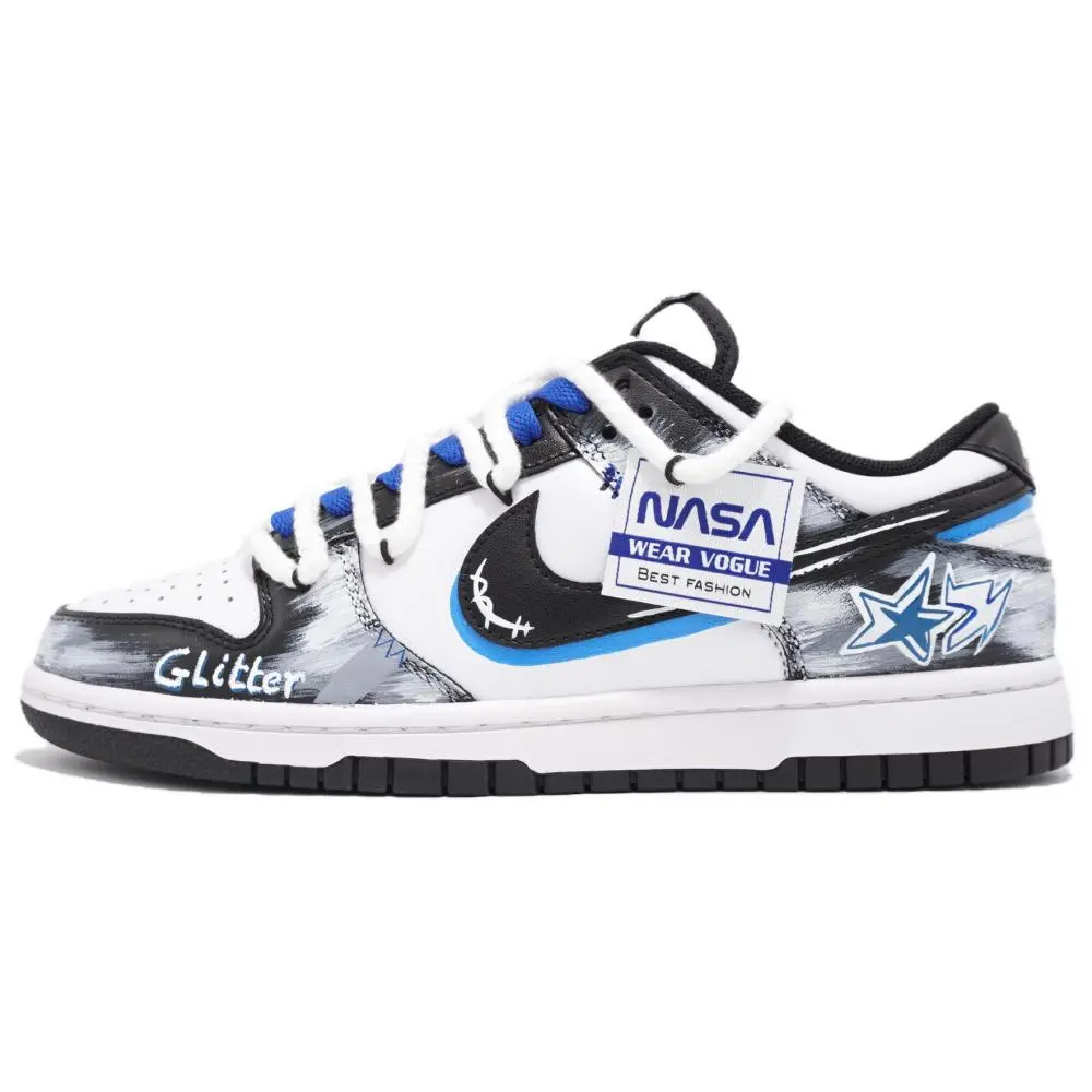 Nike Dunk Anti-Slip And Wear-Resistant Lightweight Low-Top Skateboard Shoes Unisex Black Blue