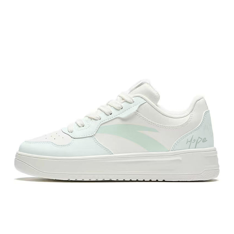 Anta Slip Resistant And Abrasion Resistant Coverage Low Top Skateboard Shoes Unisex White Green