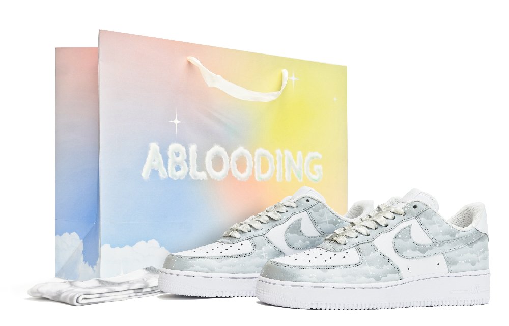 Nike Air Force 1 ABLOODING Starry Sky Collection Skateboard Shoes Men's Gray