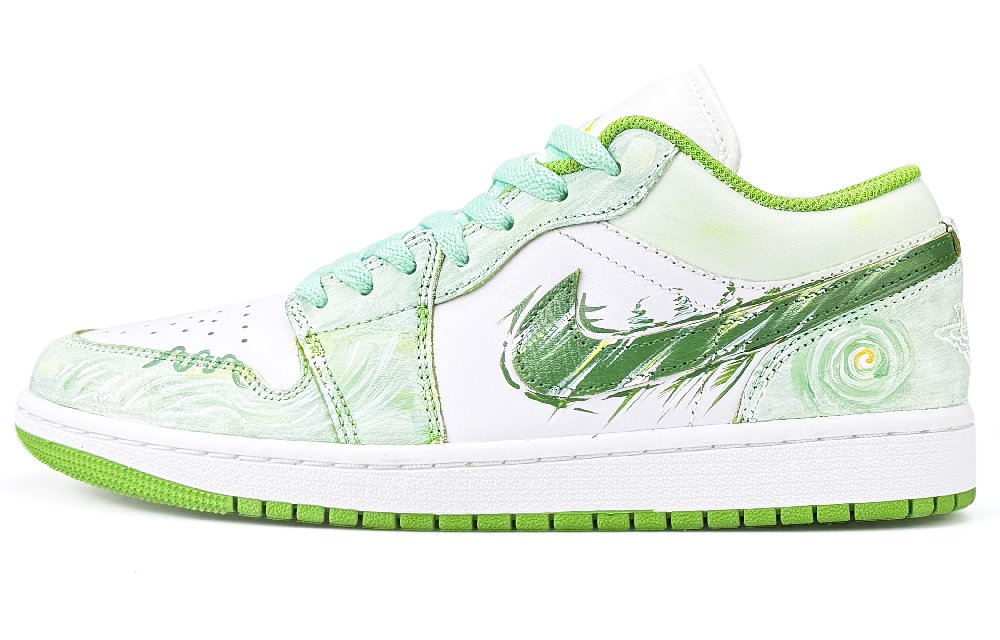 Jordan Air Jordan 1 Abrasion Resistant Low Top Skateboard Shoes Unisex Light Green