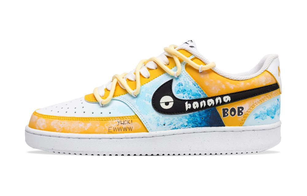 Nike Court Vision 1 Wear-Resistant Low-Top Skateboard Shoes Women's Yellow Blue