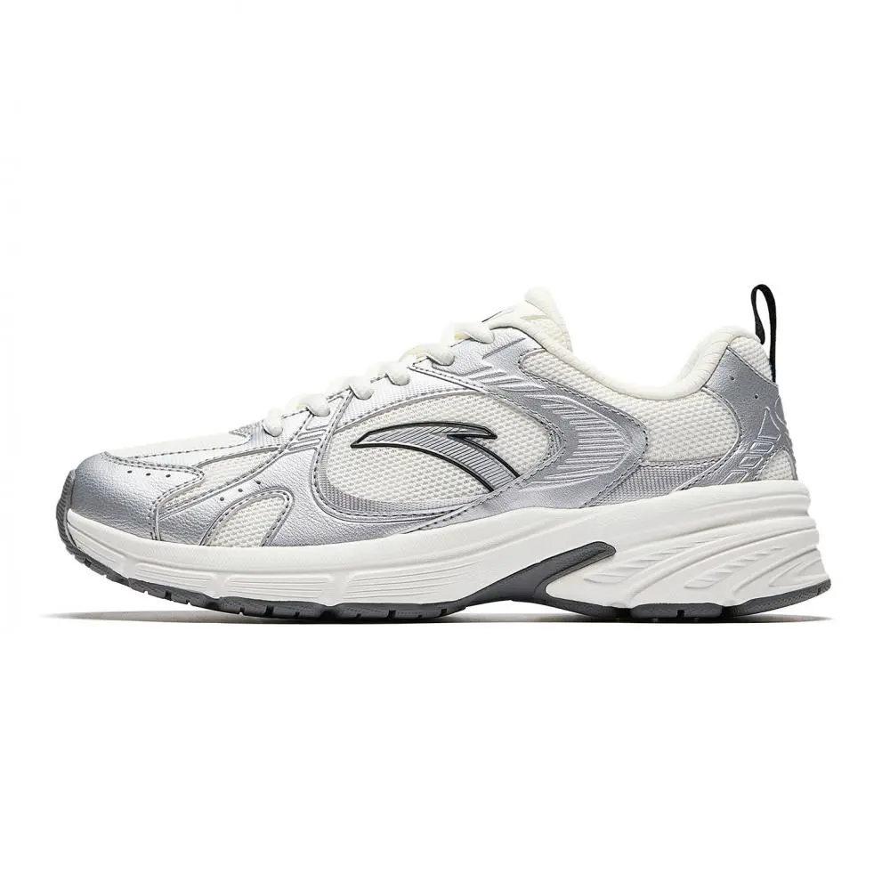 Anta Wear resistant And Lightweight Low top Casual Shoes Women's Ivory White Silver
