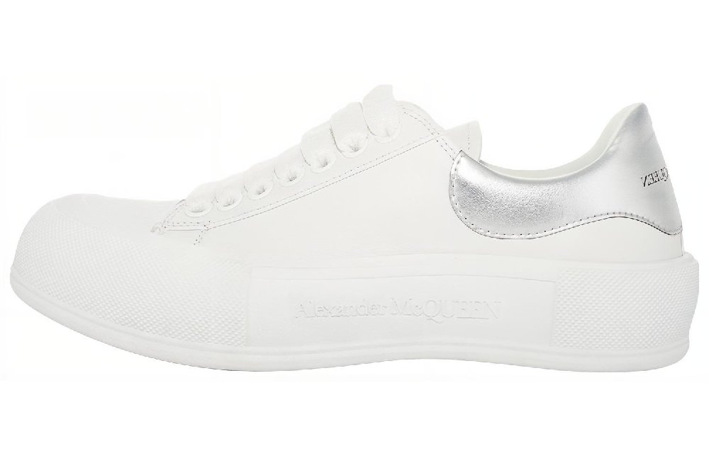 Alexander McQueen Deck Lace Up Plimsoll Sneakers 'White Silver'