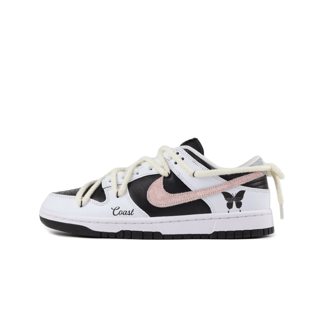 Nike Dunk Reverse Butterfly Abrasion Resistant Low Top Skateboard Shoes Unisex Black Pink