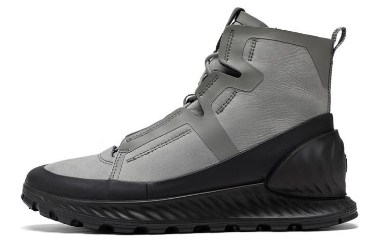 Ecco Casual Shoes Men High-Top Black Gray Color