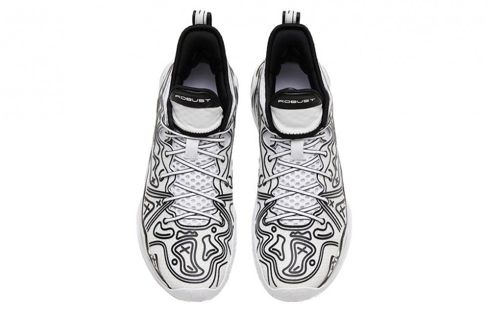 Anta Frenzy 4 Pro Anime Cushioning Anti-Slip And Wear-Resistant Mid-Top Basketball Shoes Black White