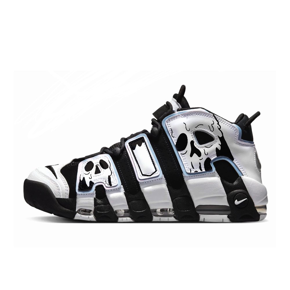 Nike Air More Uptempo Anti-Slip Wear-Resistant Low-Top Vintage Basketball Shoes Unisex Black White